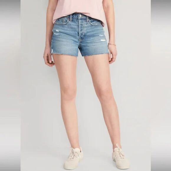 Old‎ Navy Blut OG Straight Jean Shorts High-Waisted Plus Size 24 NWT - Picture 1 of 3